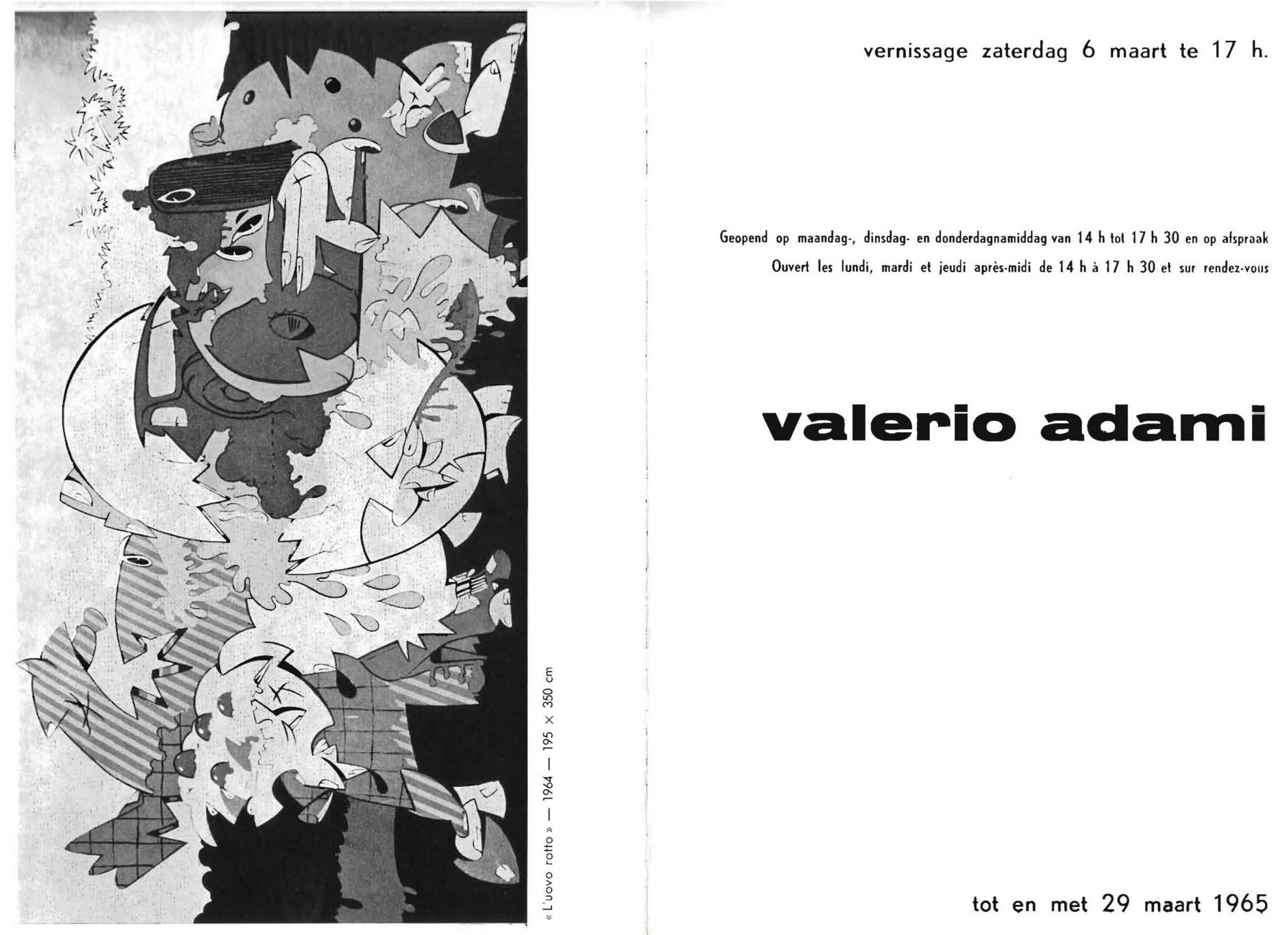 Invitation for the vernissage of Adami 29 march 1965 - Gallery Ad Libitum